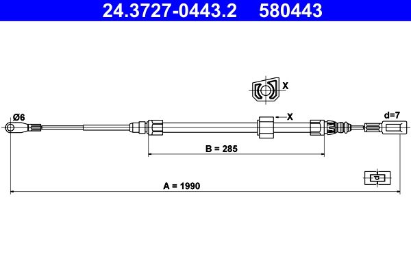 ATE Cable Pull, parking brake 24.3727-0443.2